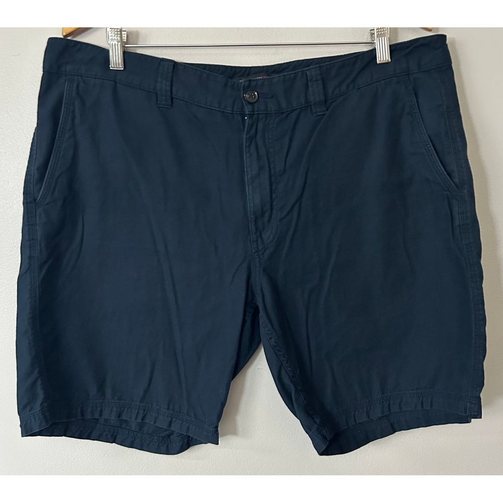 John Varvatos Shorts Mens 38 Navy Blue Chino Cotton Twill Classic Fit Casual